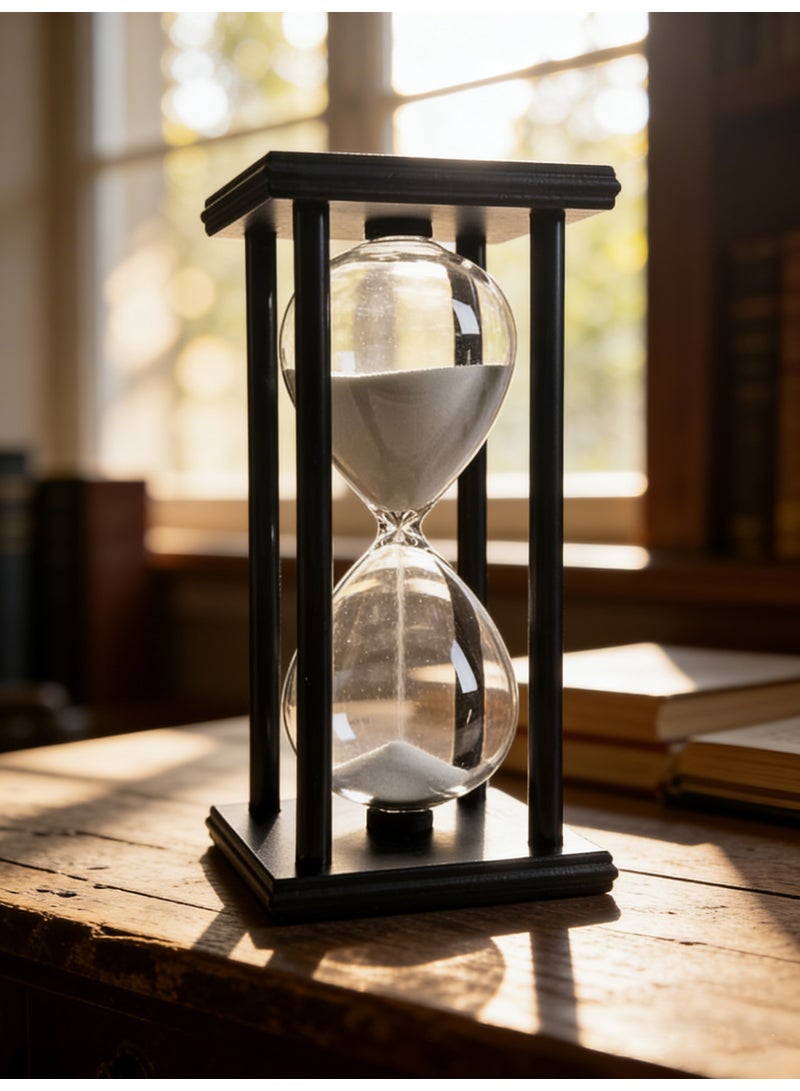 White Sand Hourglass in Black Wooden Frame - 60 Minute Timer - Image 3